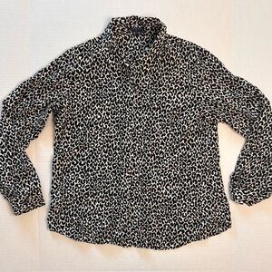 Theory Andrea Women's Silk Cheetah Button Up Top